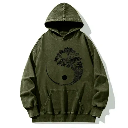 Tokyo-Tiger Yin-Yang Tai Chi Tree Washed Hoodie
