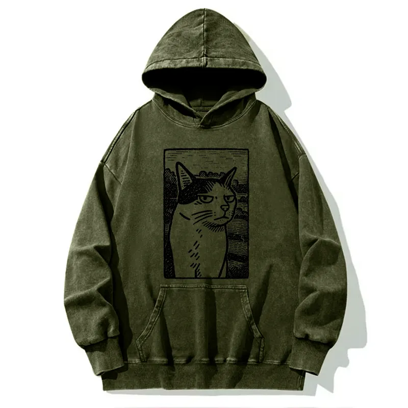 Tokyo-Tiger Cat's Hateful Eyes Washed Hoodie