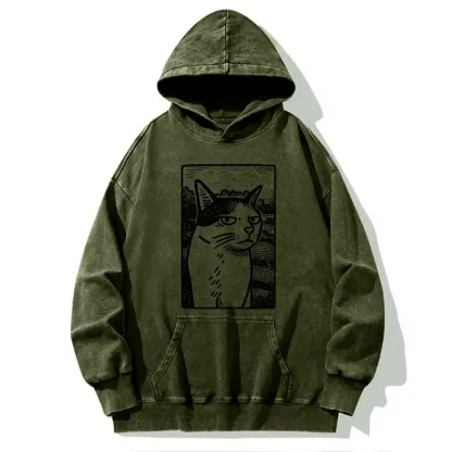 Tokyo-Tiger Cat's Hateful Eyes Washed Hoodie
