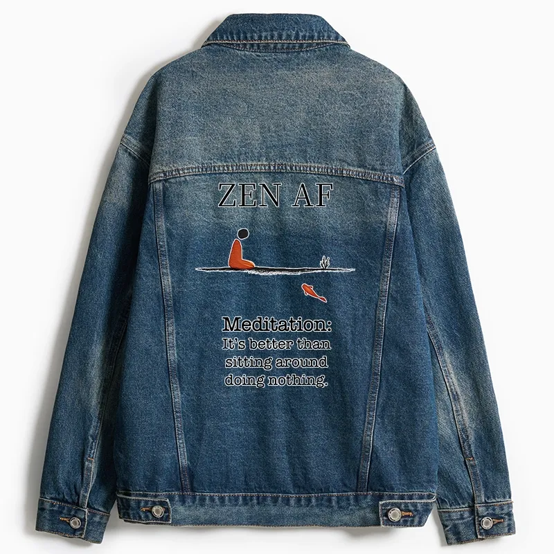 Tokyo-Tiger Zen Vibes Only: The Power of Meditation Jean Jacket