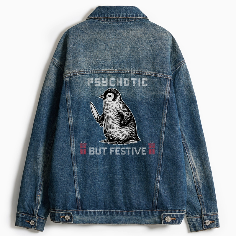 Tokyo-Tiger Overstimulated but Festive Christmas Jean Jacket