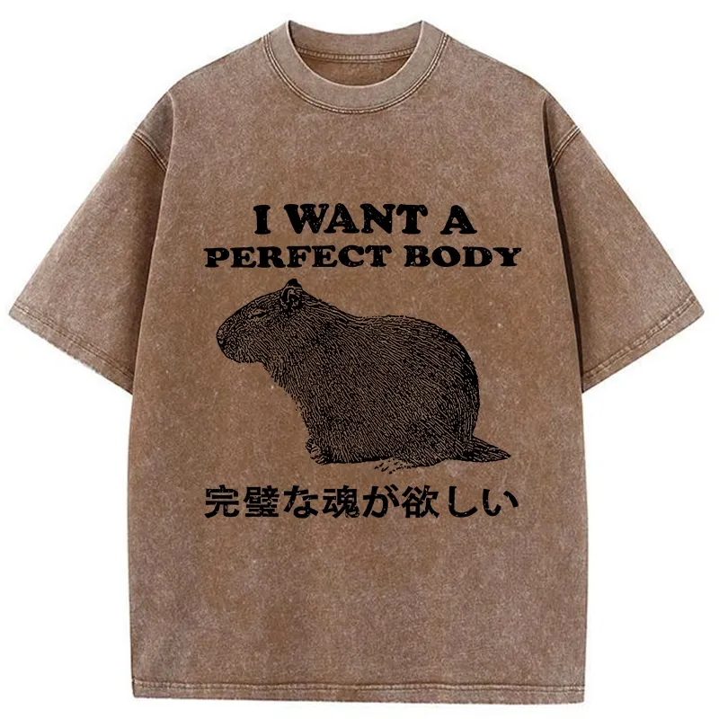 Tokyo-Tiger I Want A Perfect Body Washed T-Shirt