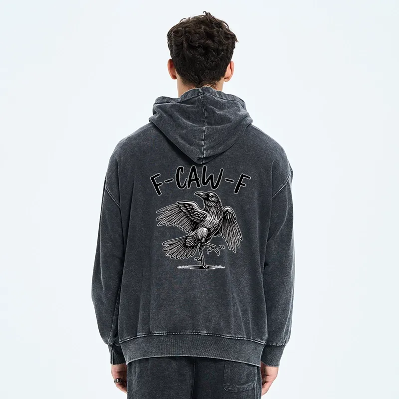 Tokyo-Tiger Crow's Cry Funny Washed Zip Hoodie