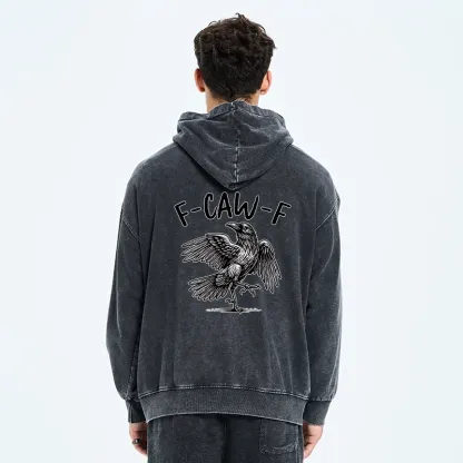 Tokyo-Tiger Crow's Cry Funny Washed Zip Hoodie