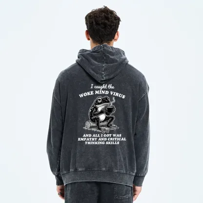 Tokyo-Tiger Awakened Thinking Virus Frog Washed Zip Hoodie