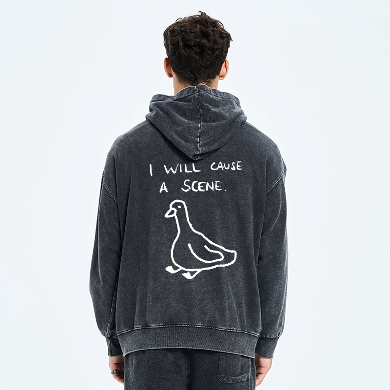 Tokyo-Tiger Stupid Goose Funny Japan Retro Washed Zip Hoodie