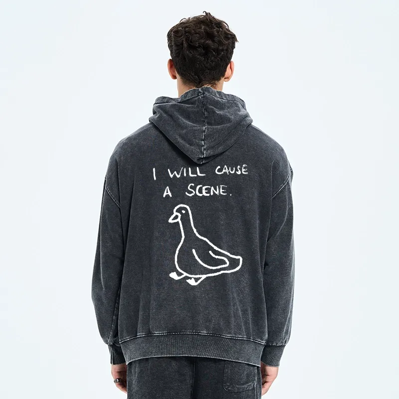 Tokyo-Tiger Stupid Goose Funny Japan Retro Washed Zip Hoodie