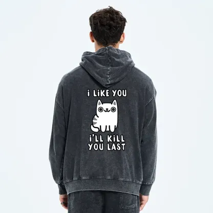 Tokyo-Tiger Cats And Humans Have A Love-hate Relationship Washed Zip Hoodie