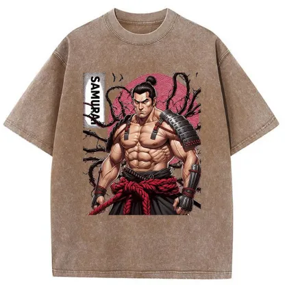 Tokyo-Tiger Strong Japanese Samurai Washed T-Shirt