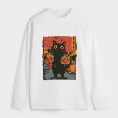 Tokyo-Tiger Cat Fishing Japanese Classic Long Sleeve T-Shirt