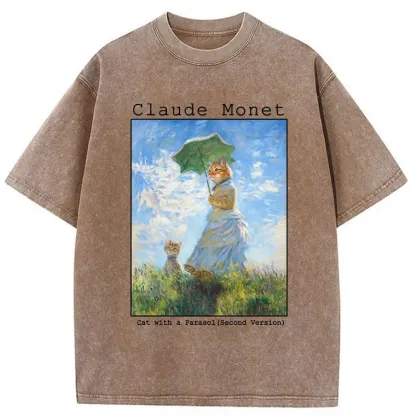 Tokyo-Tiger Cat With A Parasol Washed T-Shirt