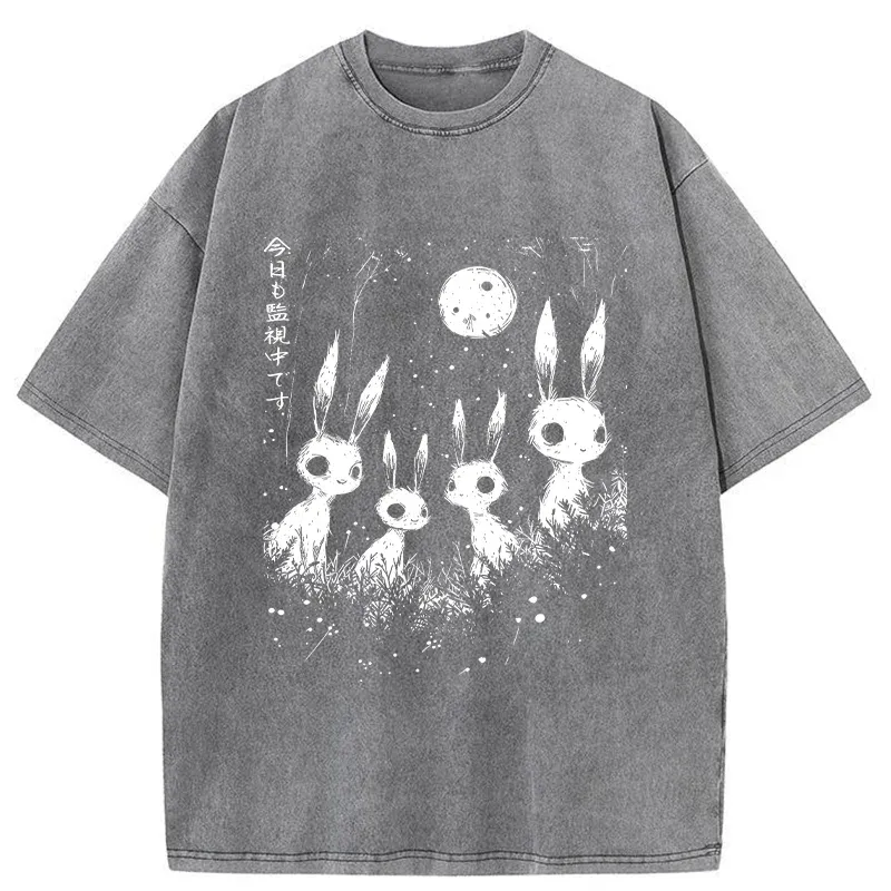 Tokyo-Tiger Rabbit Is Watching You Washed T-Shirt