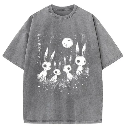 Tokyo-Tiger Rabbit Is Watching You Washed T-Shirt