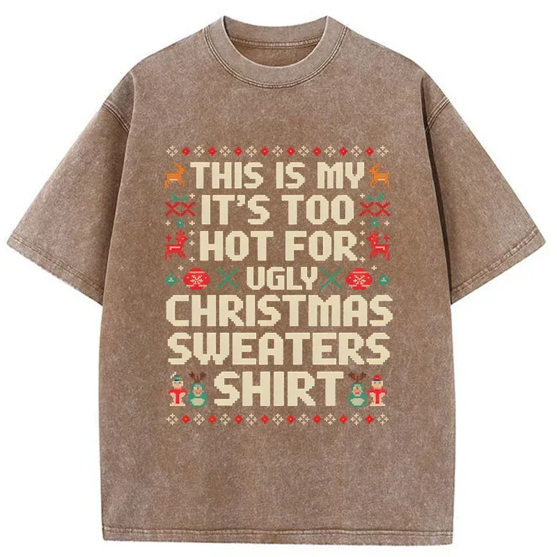 Tokyo-Tiger Ugly Christmas Sweater Funny Washed T-Shirt