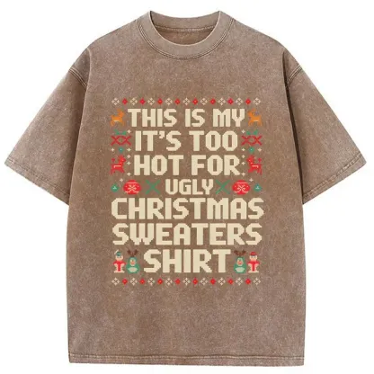 Tokyo-Tiger Ugly Christmas Sweater Funny Washed T-Shirt