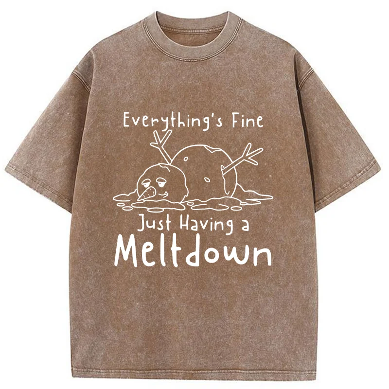 Tokyo-Tiger Snowman Had An Emotional Breakdown Washed T-Shirt