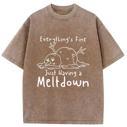 Tokyo-Tiger Snowman Had An Emotional Breakdown Washed T-Shirt