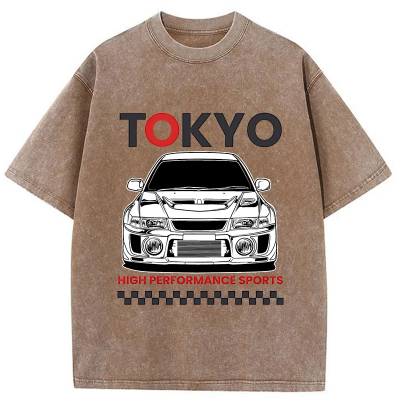 Tokyo-Tiger Japanese Car Models Washed T-Shirt