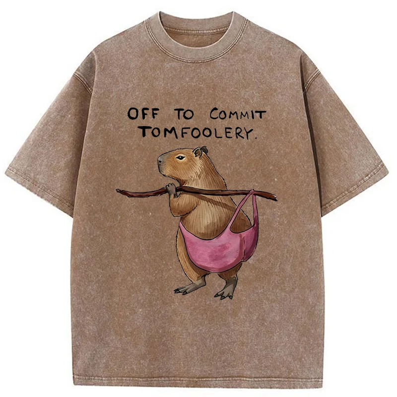 Tokyo-Tiger Capybaras That Do Bad Things Washed T-Shirt