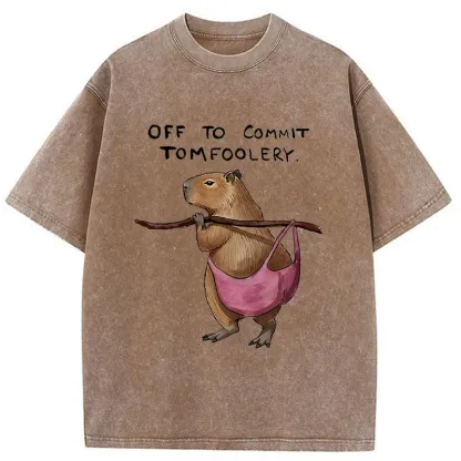 Tokyo-Tiger Capybaras That Do Bad Things Washed T-Shirt