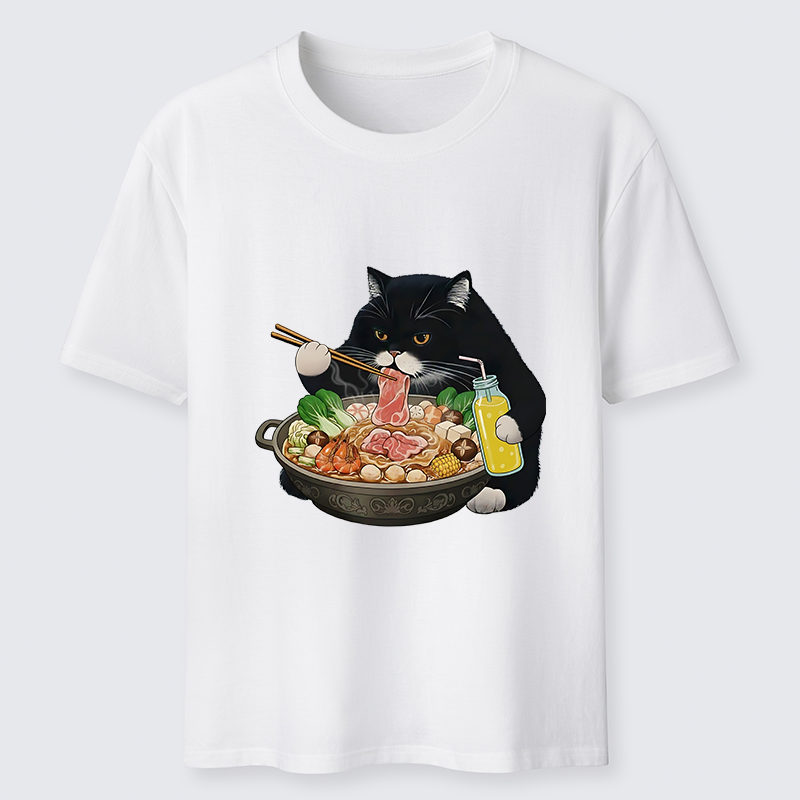 Tokyo-Tiger Black Cat Eating Hot Pot Classic T-Shirt