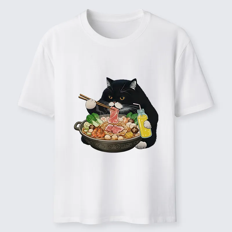Tokyo-Tiger Black Cat Eating Hot Pot Classic T-Shirt