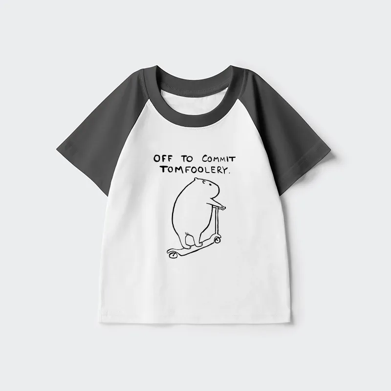 Tokyo-Tiger Capybara Is Ready To Do Something Bad Kids Raglan T-shirt