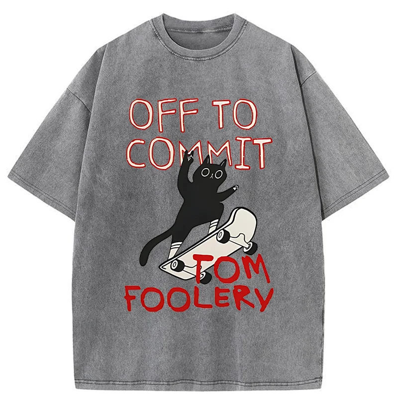 Tokyo-Tiger Cat Went To Do Bad Things Washed T-Shirt