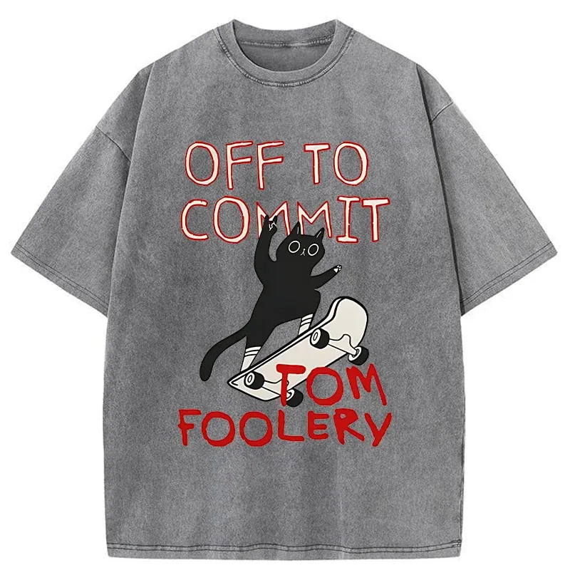 Tokyo-Tiger Cat Went To Do Bad Things Washed T-Shirt