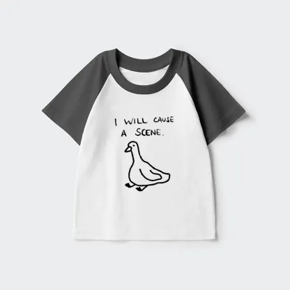 Tokyo-Tiger Stupid Goose Funny Japan Retro Kids Raglan T-shirt