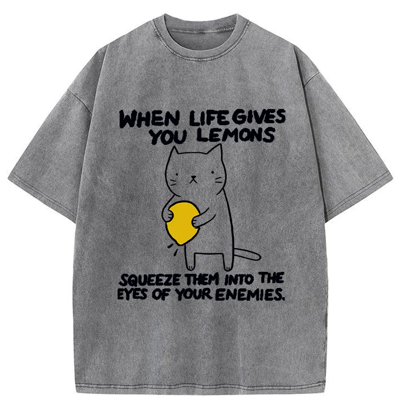 Tokyo-Tiger Attack The Enemy With Lemon Juice Washed T-Shirt