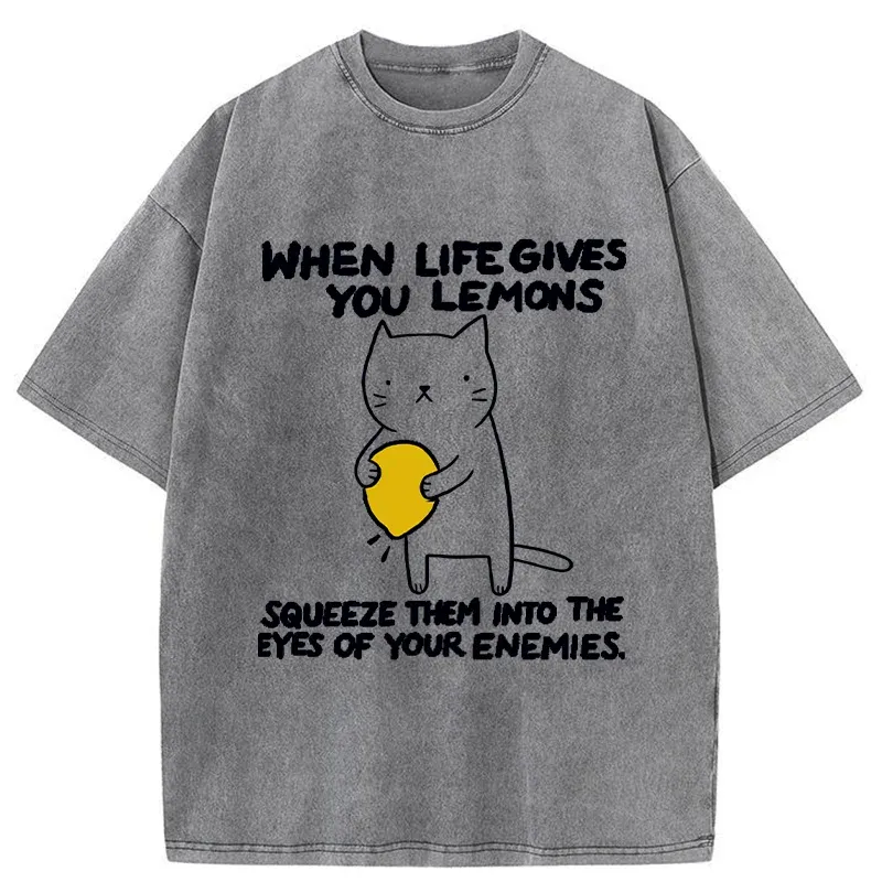 Tokyo-Tiger Attack The Enemy With Lemon Juice Washed T-Shirt