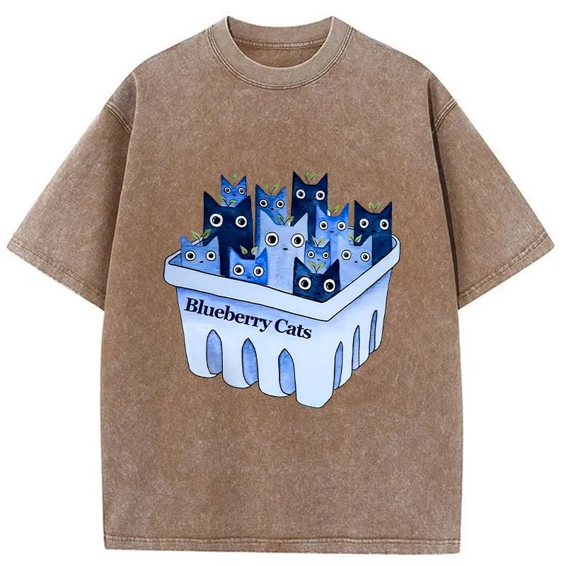 Tokyo-Tiger Blueberry Cats Washed T-Shirt