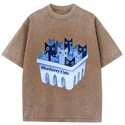 Tokyo-Tiger Blueberry Cats Washed T-Shirt