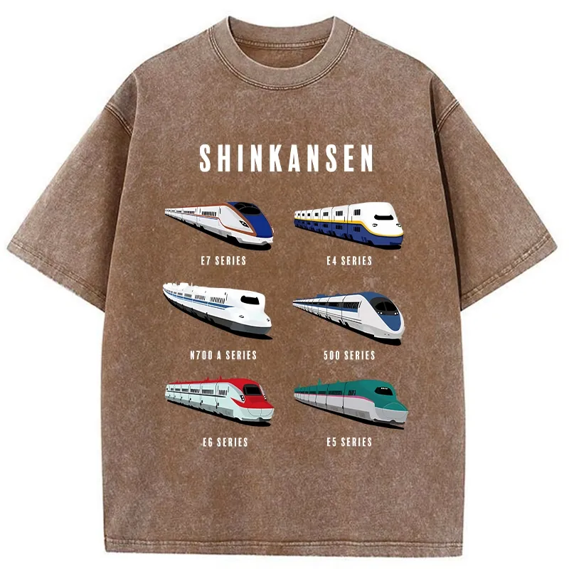 Tokyo-Tiger Shinkansen Bullet Trains Washed T-Shirt