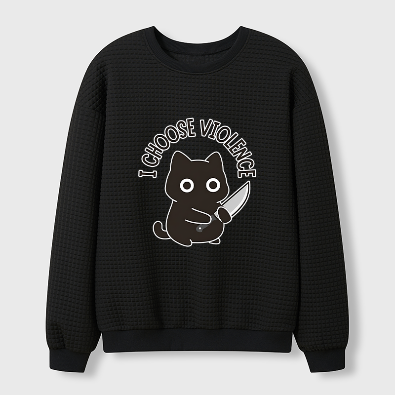 Tokyo-Tiger Threat Of The Black Cat Waffle Sweatshirt
