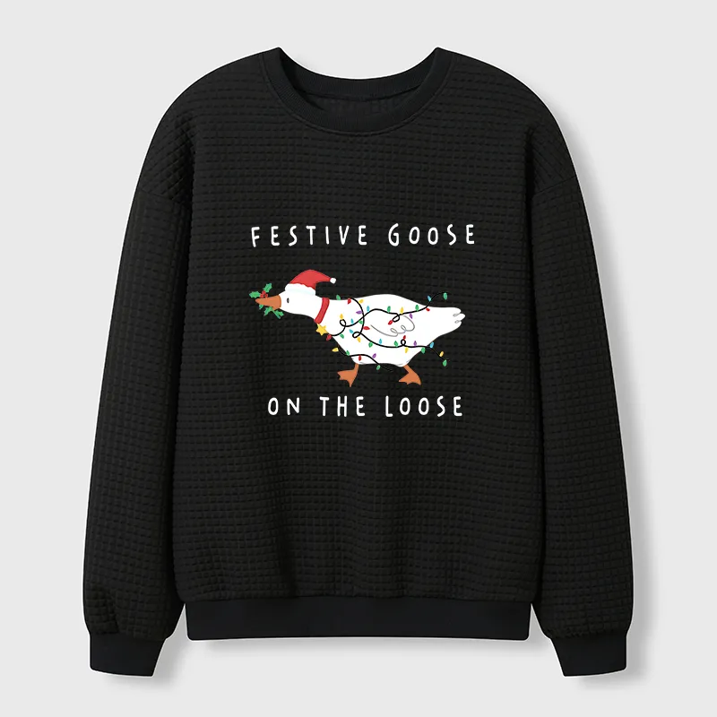 Tokyo-Tiger Stupid Goose Christmas Waffle Sweatshirt