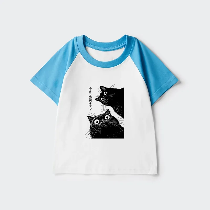 Tokyo-Tiger The Cat Is Watching Today Kids Raglan T-shirt