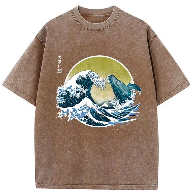Tokyo-Tiger The Great Wave Off Whale Washed T-Shirt