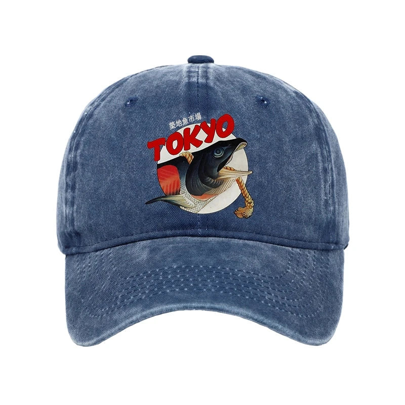 Tokyo-Tiger Vintage Japanese Tsukiji Fish Market Washed Cap