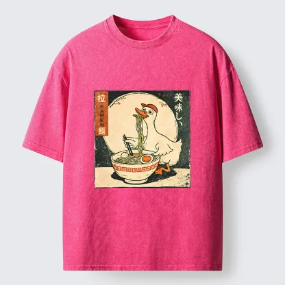 Tokyo-Tiger Retro Duck Ramen Washed T-Shirt