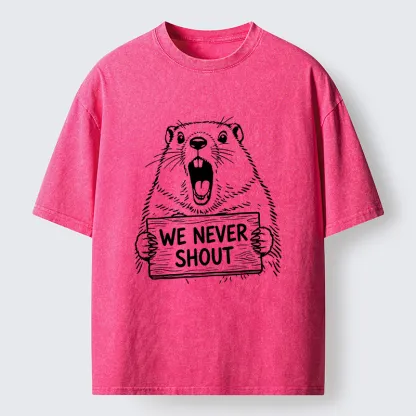 Tokyo-Tiger Shouting Groundhog Meme Washed T-Shirt