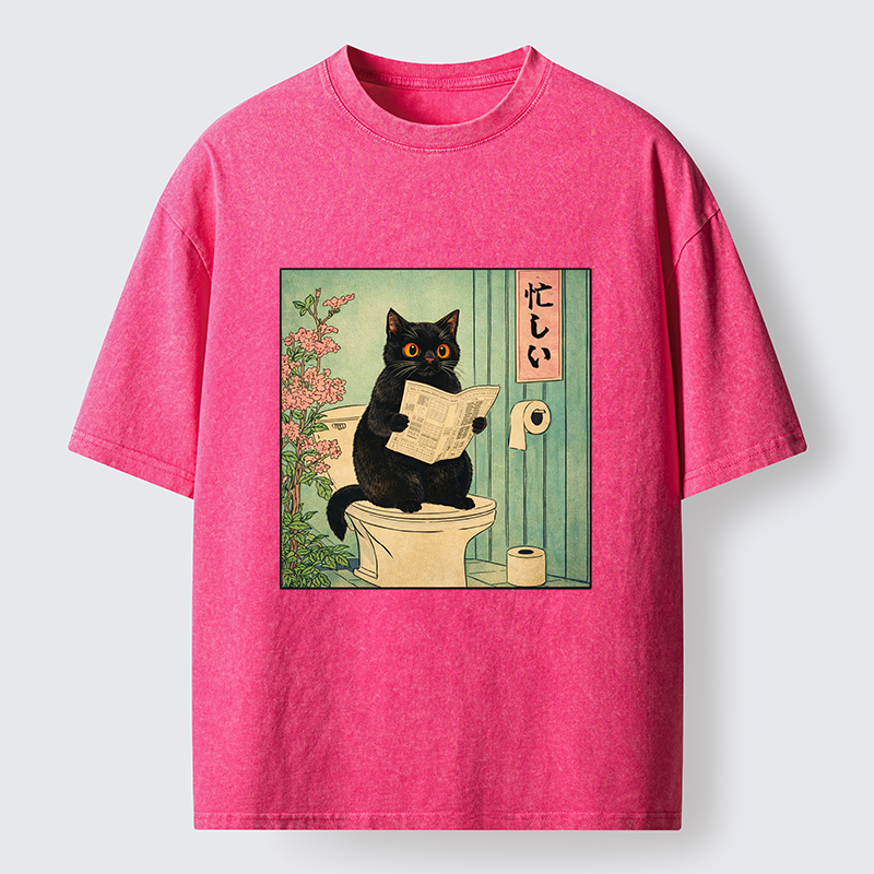 Tokyo-Tiger A Very Busy Black Cat Washed T-Shirt