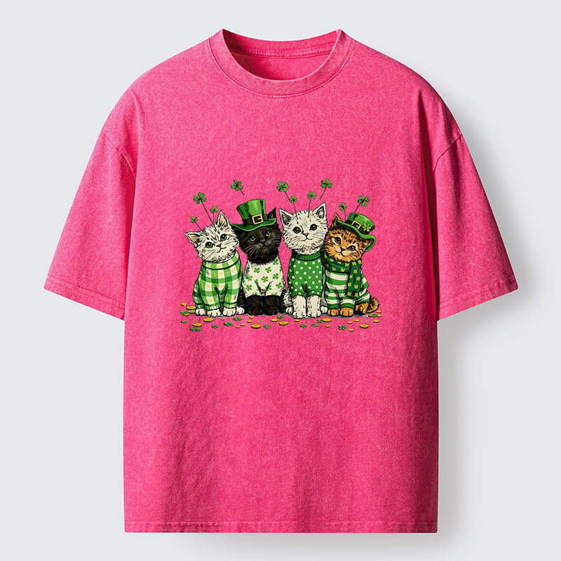 Tokyo-Tiger Green Lucky Kitten Washed T-Shirt