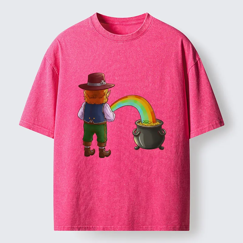 Tokyo-Tiger St Patrick's Day Rainbow Funny Washed T-Shirt