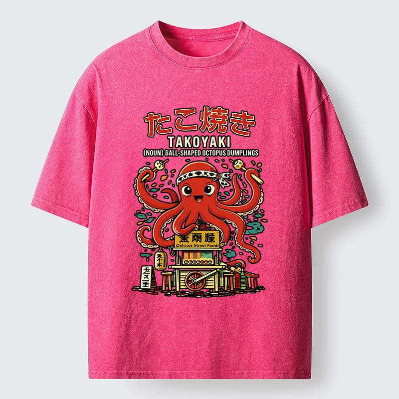 Tokyo-Tiger Japanese Takoyaki Shop Octopus Washed T-Shirt