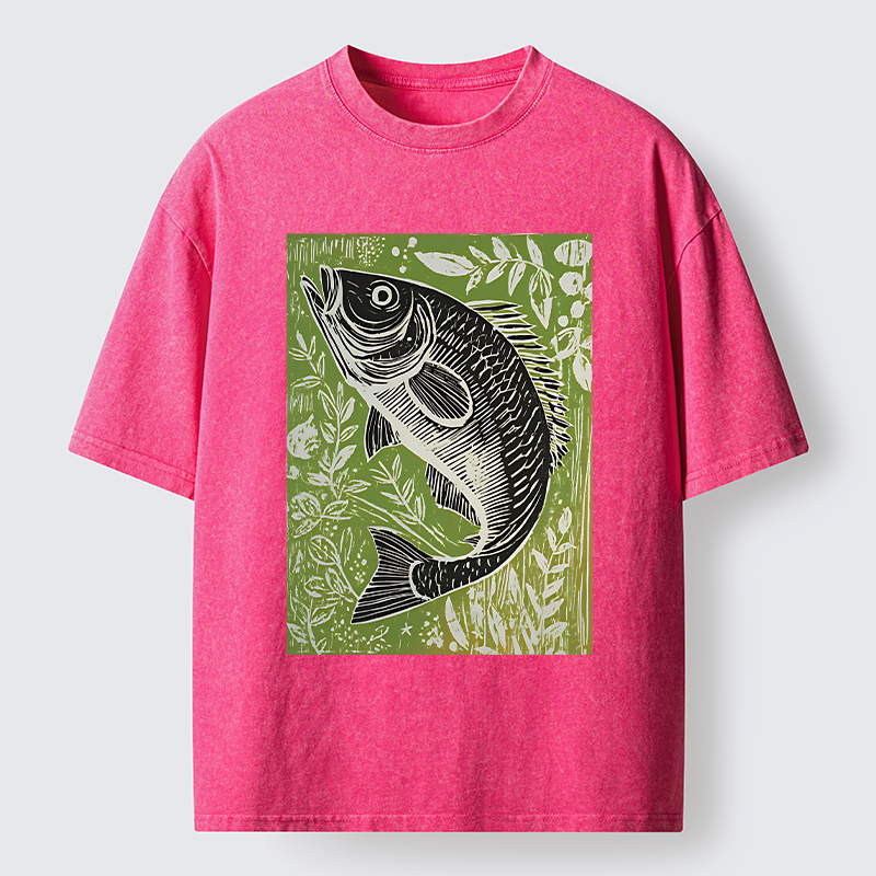 Tokyo-Tiger Japanese Fish Woodblock Washed T-Shirt