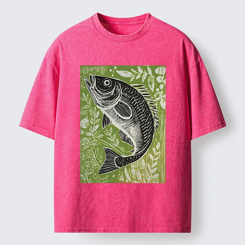 Tokyo-Tiger Japanese Fish Woodblock Washed T-Shirt