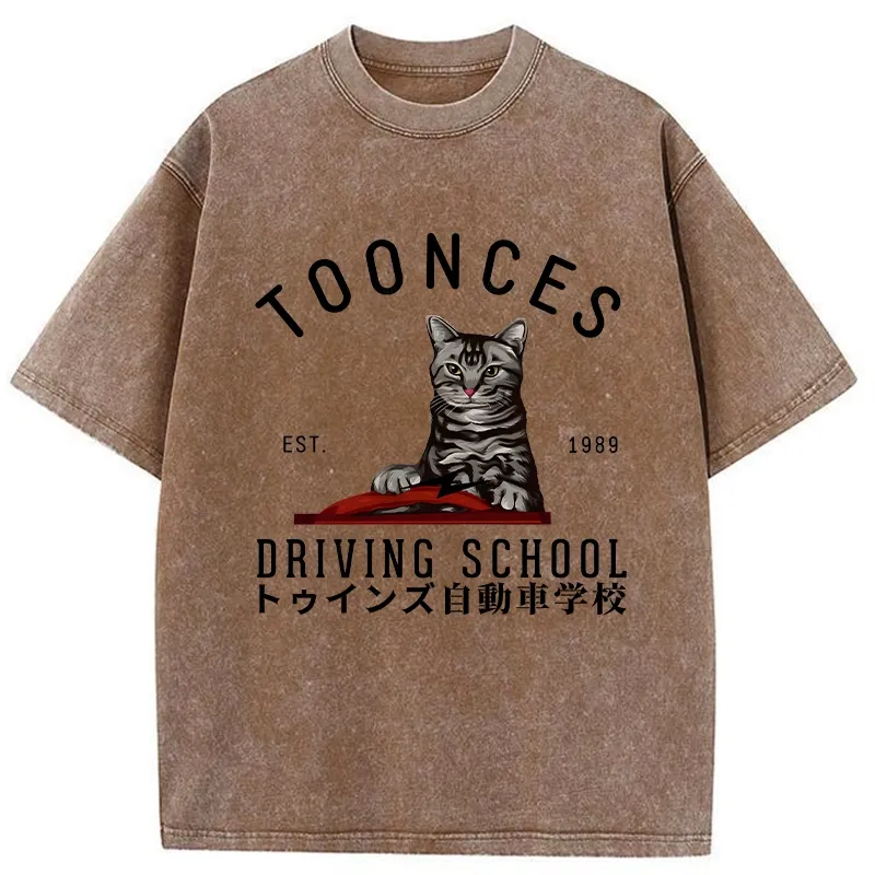 Tokyo-Tiger Toonces Driving School Washed T-Shirt