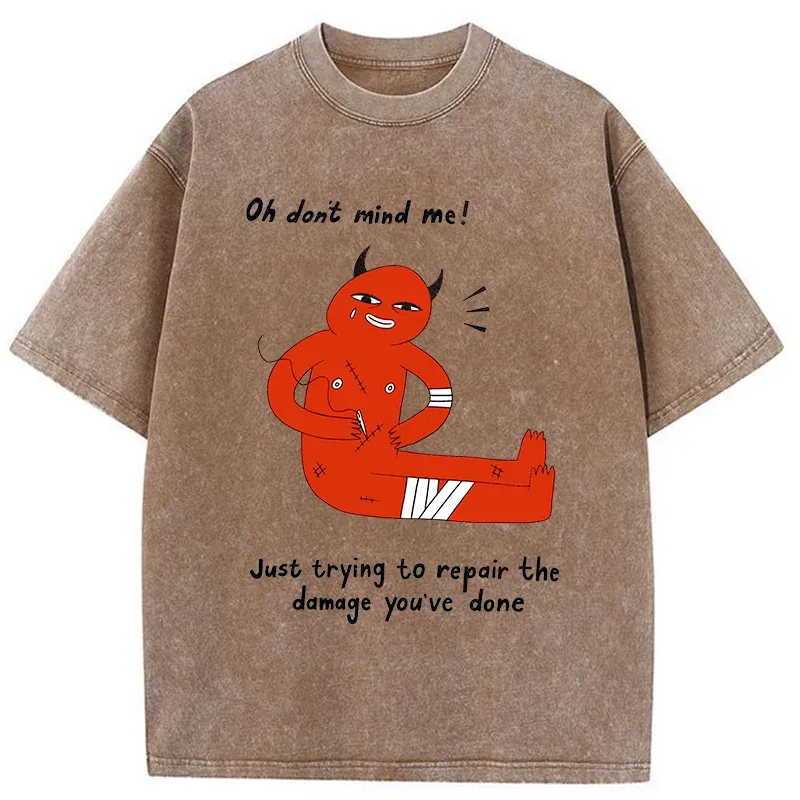 Tokyo-Tiger Healing Emotional Trauma Funny Washed T-Shirt